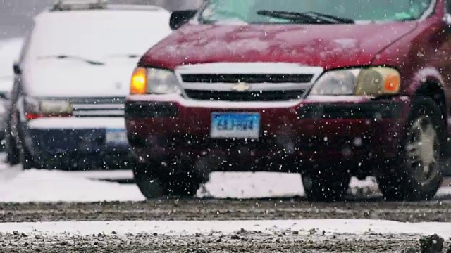 城市下雪天视频素材