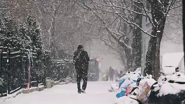 城市下雪天视频素材