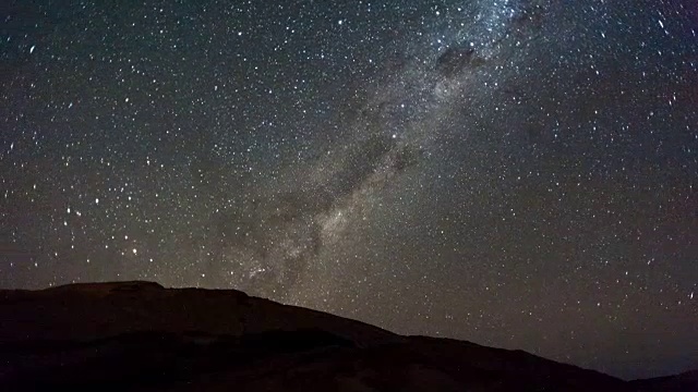 在纳米布沙漠的月光下，夜晚的线性时间流逝，在诺克卢夫特公园的布洛德科普，花岗岩岩石露出地面视频素材