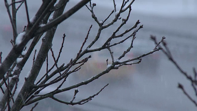 暴风雪期间的公路交通视频素材