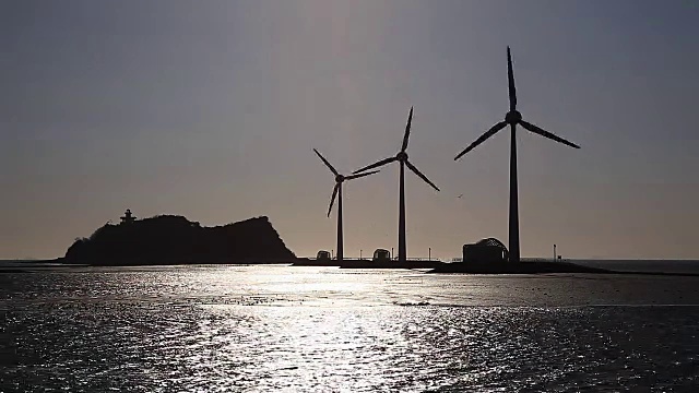 滩头港风电场，海景尽收眼底视频素材