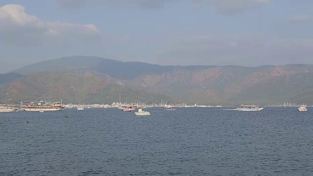 海滩场景，马尔马里斯，安纳托利亚，土耳其视频素材