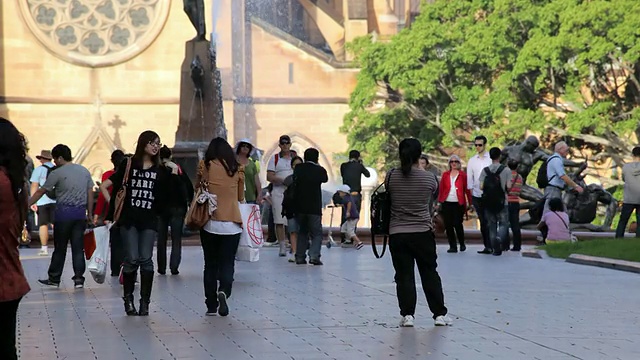 澳大利亚新南威尔士州CBD悉尼城市行人WS T/L视图视频素材