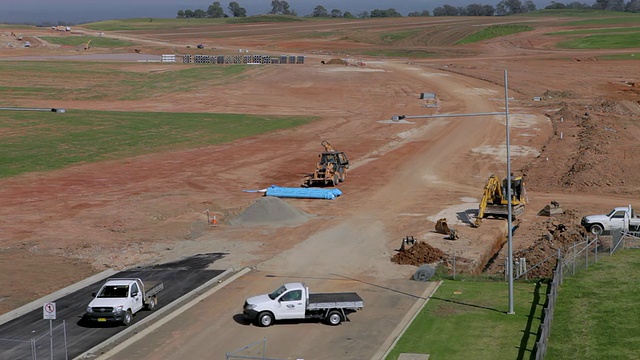 WS PAN View of Construction zone / Oran Park，新南威尔士，澳大利亚视频素材