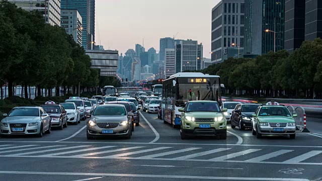 上海城市交通风景，4k，时光流逝，视频素材