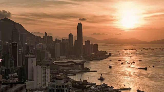 日落时香港天际线的时间间隔视频素材