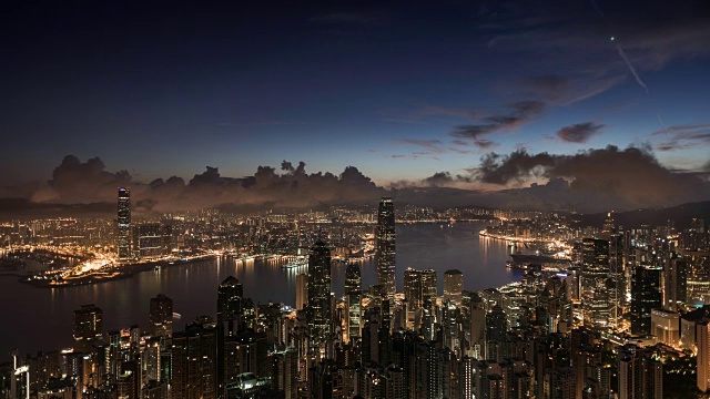 日出时香港天际线的时间间隔视频素材