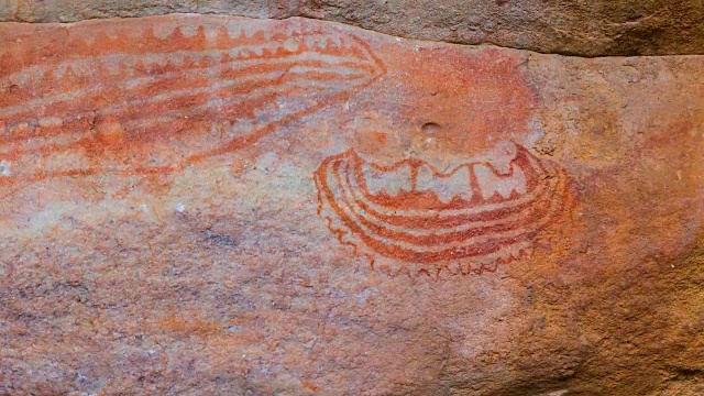 Salmanslaagte Bushman Rock Art Trail的船图视频素材