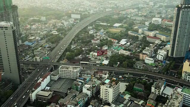 T/L WS TD上午曼谷城市的高架景观视频素材