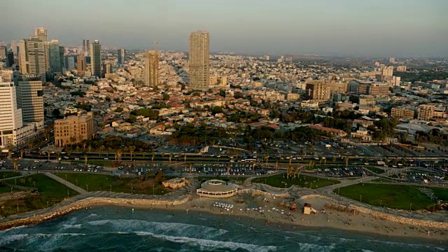 特拉维夫市海岸线天线视频素材