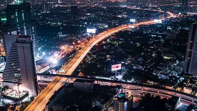 T/L WS TU夜间曼谷的高架景观视频素材