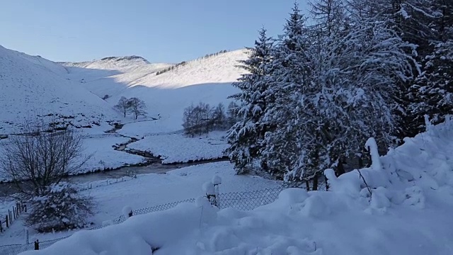 雪景蛇垭口，皮克区国家公园，德比郡，英国视频素材