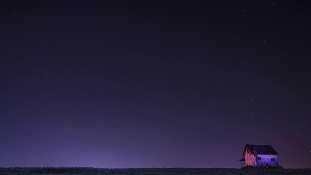 陆地上的地平线夜景和一所房子视频素材