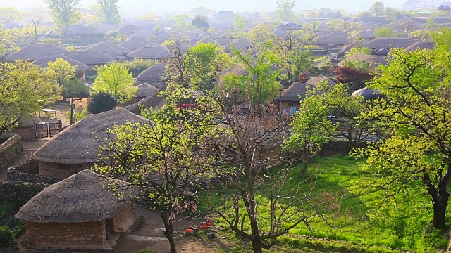 龙栖城炮台韩式民居景观视频素材