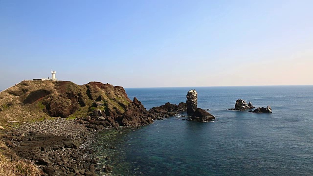 Seopjikoji海滩景观(著名的场景和戏剧场景)视频素材