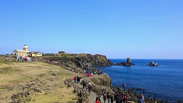 Seopjikoji海滩景观(著名的场景和戏剧场景)视频素材