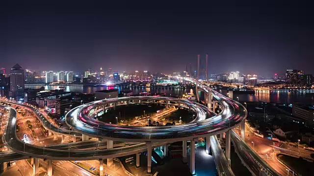 T/L WS TD南浦大桥夜景高架视频素材