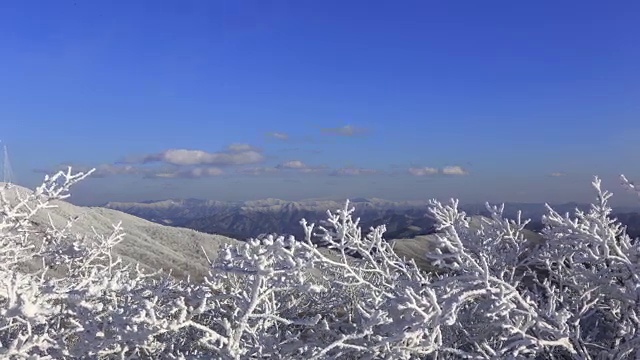 蓝天下的太极山雪景视频素材