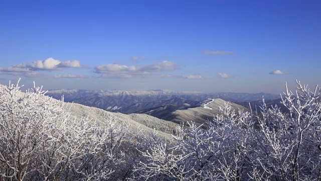 蓝天下的太极山雪景视频素材