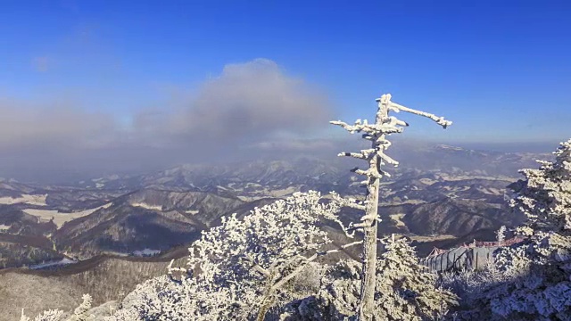 蓝天下的八望三山雪景视频素材