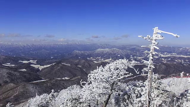 蓝天下的八望三山雪景视频素材