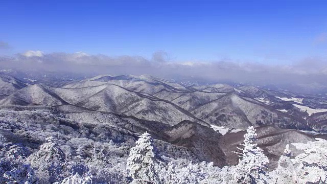 蓝天下的八望三山雪景视频素材