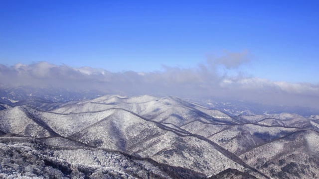 蓝天下的八王山雪景视频素材