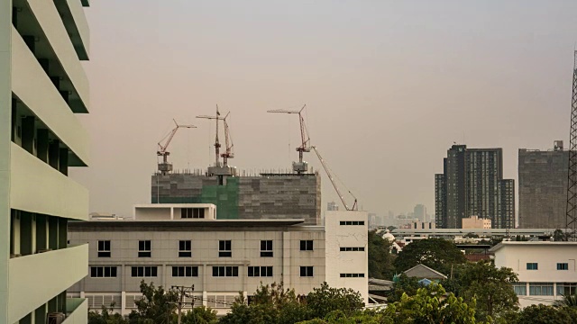 城市建筑工地，变焦延时，4K(超高清)视频素材