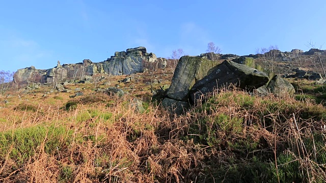 德比郡，Curbar Edge，阳光明媚视频素材