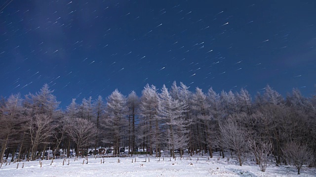 汉白山的万航斋山和星场的雪景视频素材