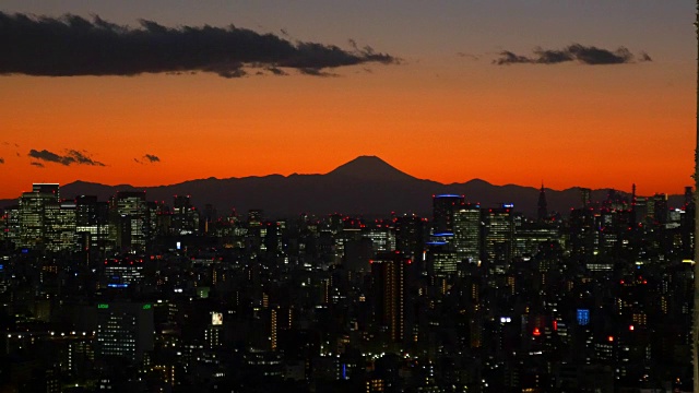 东京城市景观和富士山视频素材