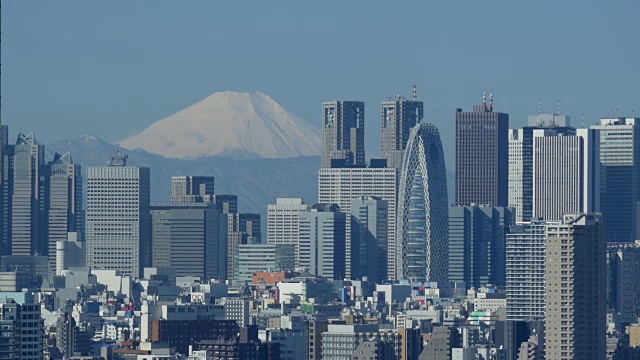 富士山和新宿的建筑视频素材