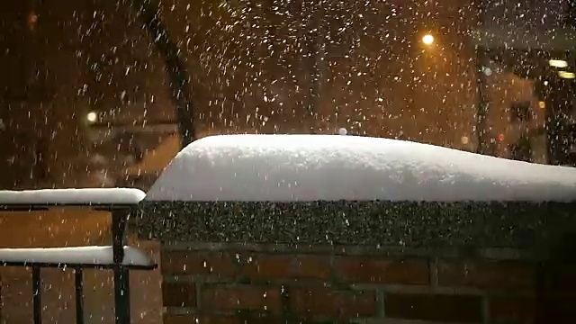 纽约的冬季暴风雪。雪花背景慢动作拍摄视频素材