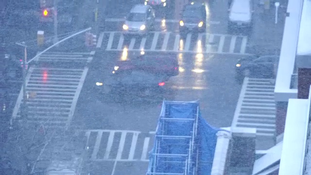 纽约有暴风雪。天气好多风景。城市冬季背景视频素材