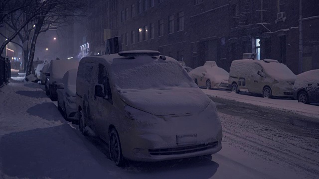 纽约有暴风雪。天气好多风景。城市冬季背景视频素材