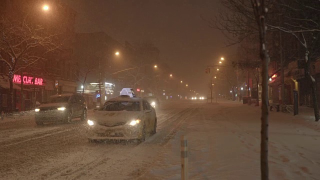 纽约有暴风雪。天气好多风景。城市冬季背景视频素材