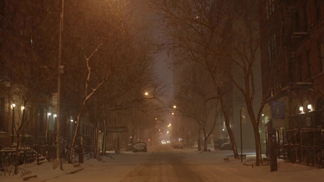 纽约有暴风雪。天气好多风景。城市冬季背景视频素材