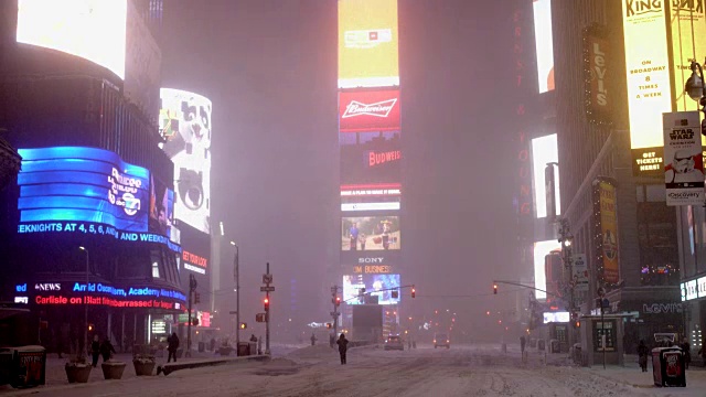 纽约有暴风雪。天气好多风景。城市冬季背景视频素材