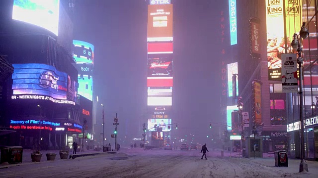 纽约有暴风雪。天气好多风景。城市冬季背景视频素材