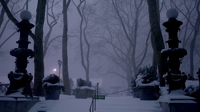 纽约有暴风雪。天气好多风景。城市冬季背景视频素材