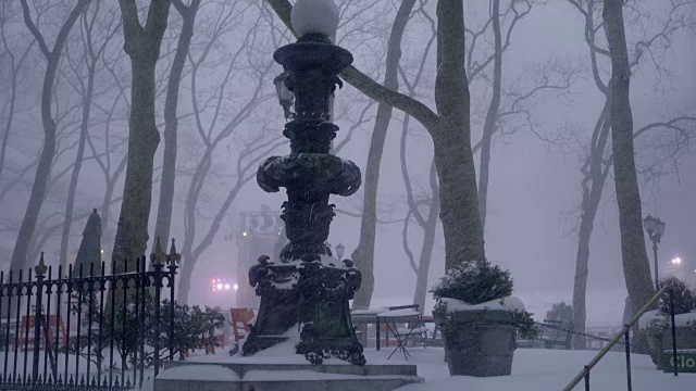 纽约有暴风雪。天气好多风景。城市冬季背景视频素材