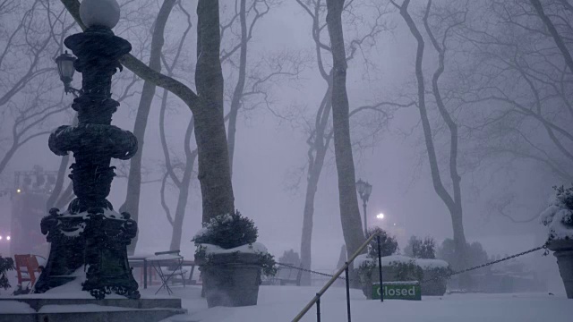 纽约有暴风雪。天气好多风景。城市冬季背景视频素材