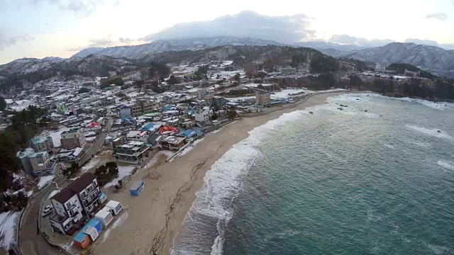 渔村海景，有沙滩视频素材