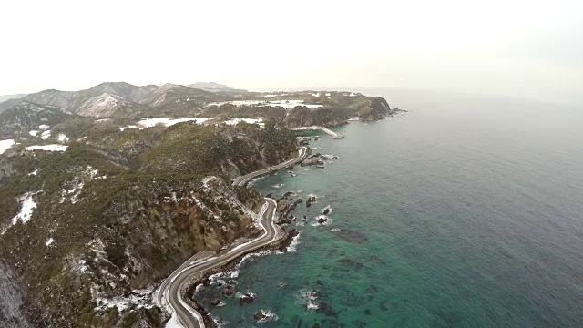 海景，冬季有滨海公路视频素材