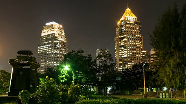 从隆皮尼公园，泰国曼谷的夜景视频素材