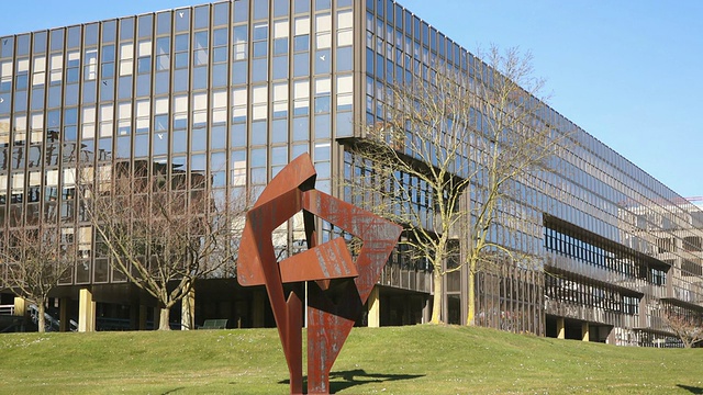 MS Shot of Jean Monnet Building at Kirchberg /卢森堡视频素材