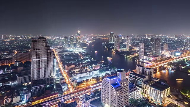 T/L WS HA PAN城市天际线夜景/曼谷，泰国视频素材