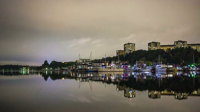 高清时间延时:平静的湖港视频素材