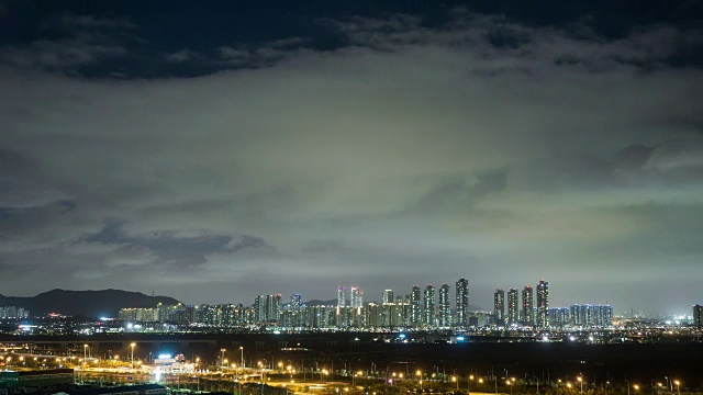 清纳市夜景(仁川自由经济区)视频素材