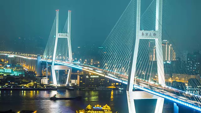 南浦大桥夜景，中国上海视频素材